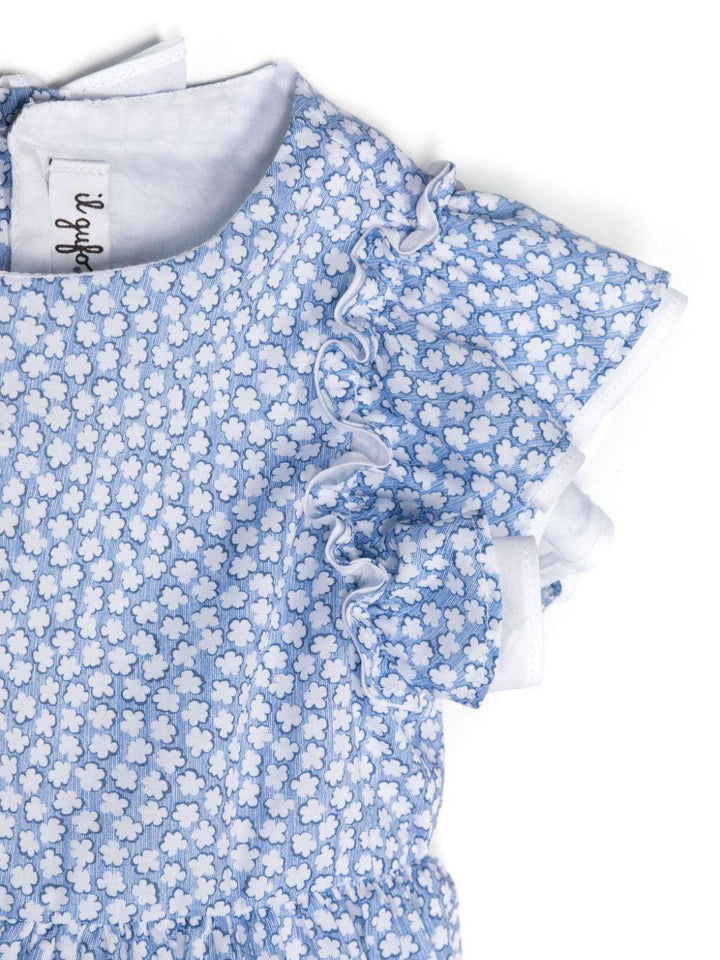 Blue and white dress for girls with print