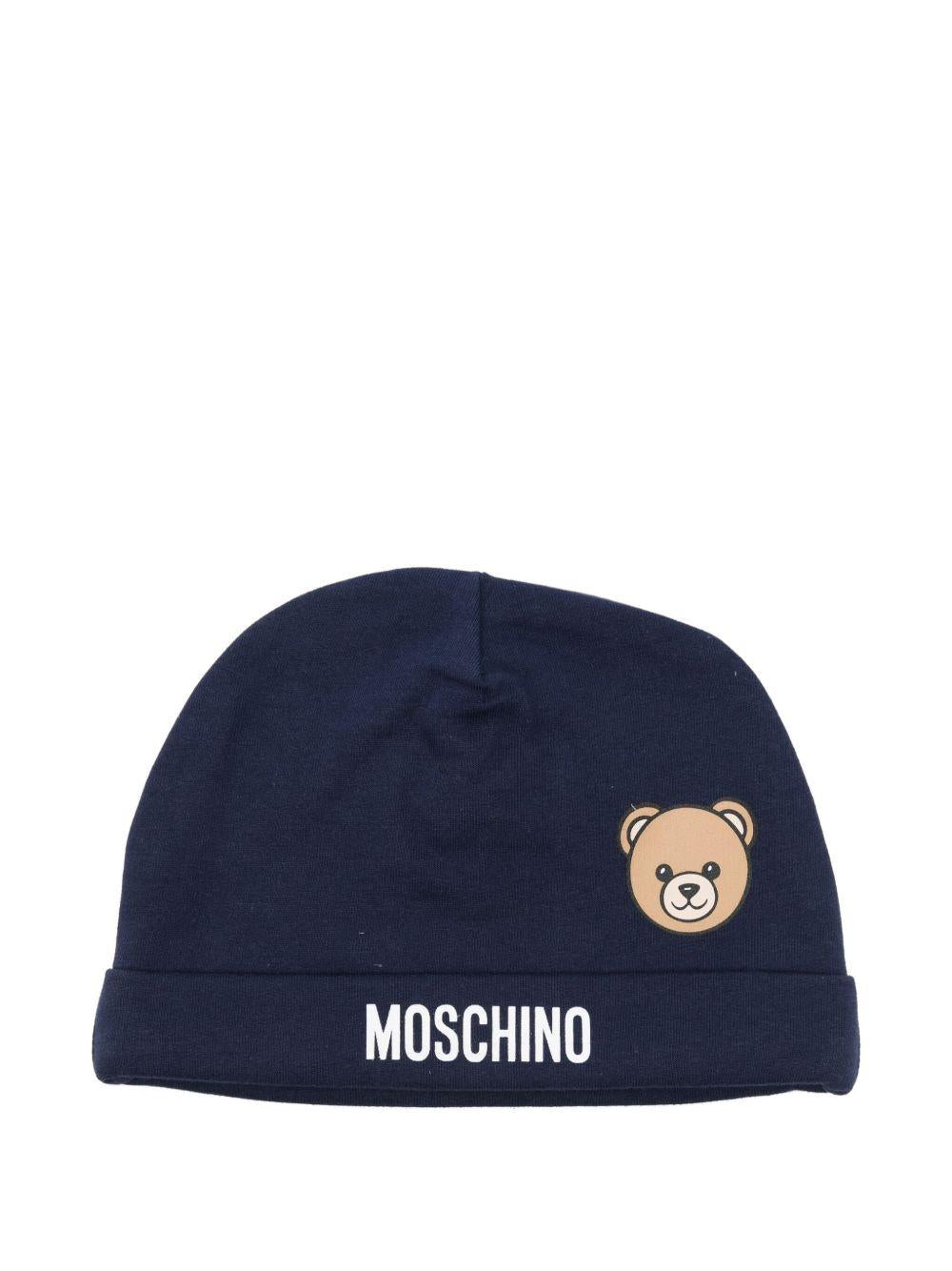 Cappello blu navy per neonato MUX05LLCA40 40016 Moschino Kids 