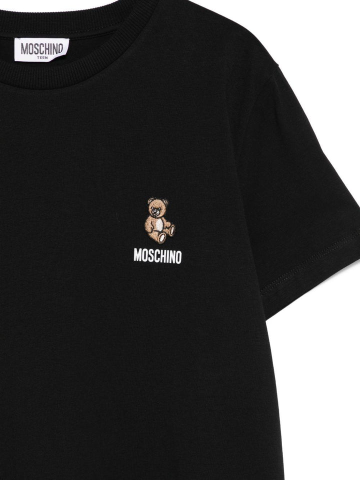 T-shirt nero per bambino HUM05TLAA02 60100 Moschino Kids 