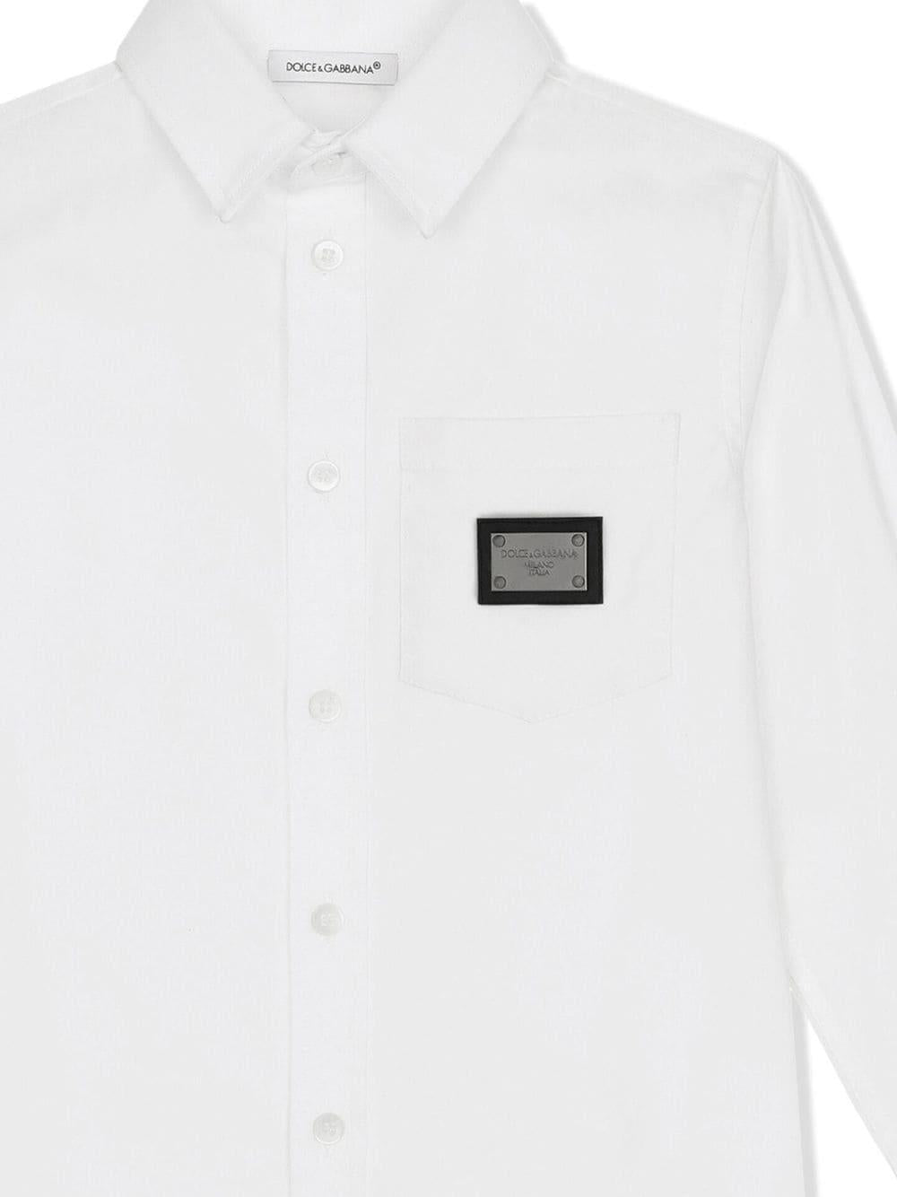 Camicia per bambino in misto cotone bianca