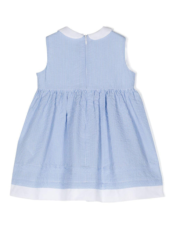 Light blue striped dress for baby girls