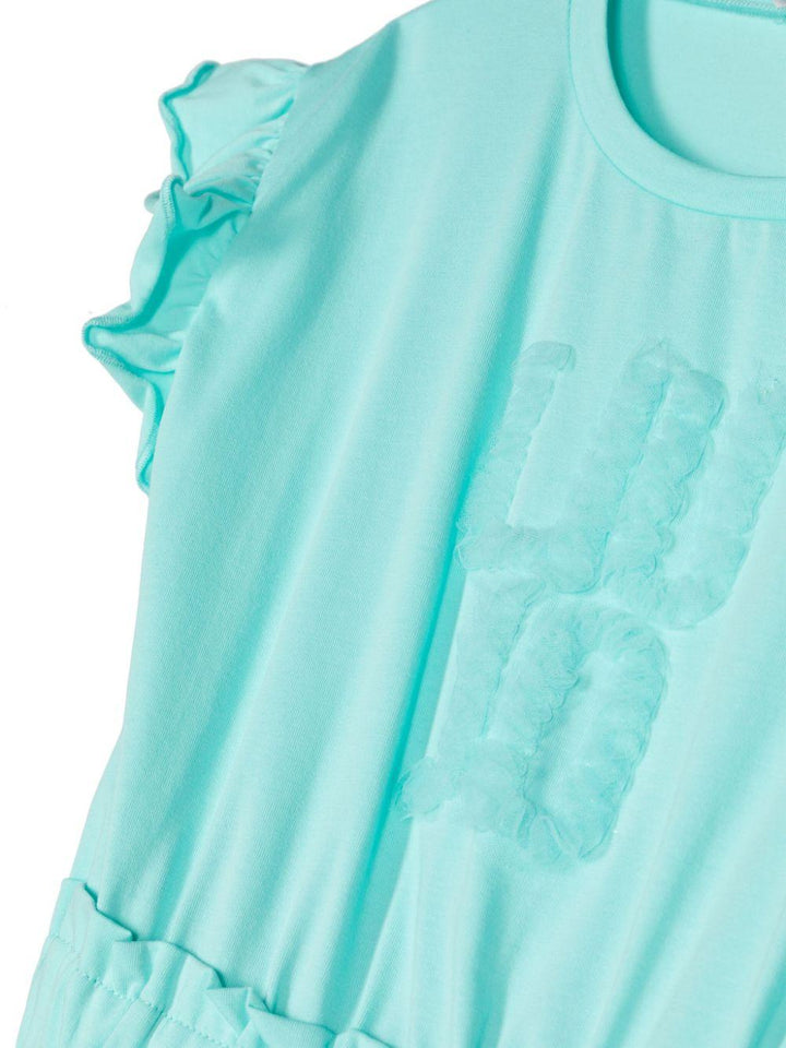 Aqua blue dress for girls with logo