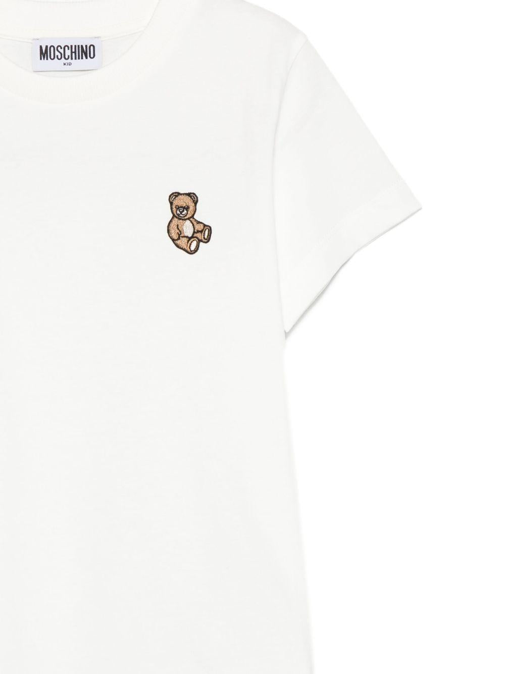 T-shirt bianco per bambino HRM058LAA10 10063 Moschino Kids 