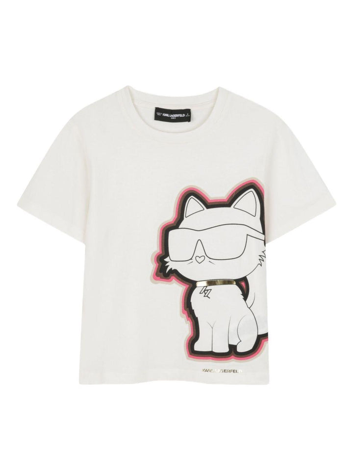 T-shirt bianca per bambina Z30946 195 Karl Lagerfeld Kids 