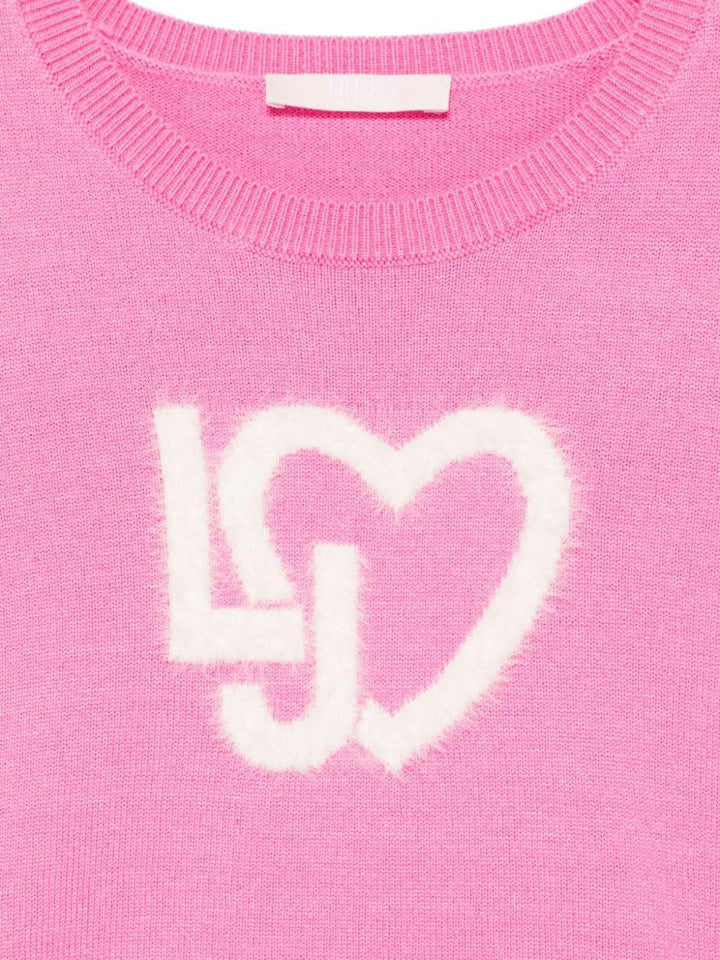 Pink sweater for girls with logo