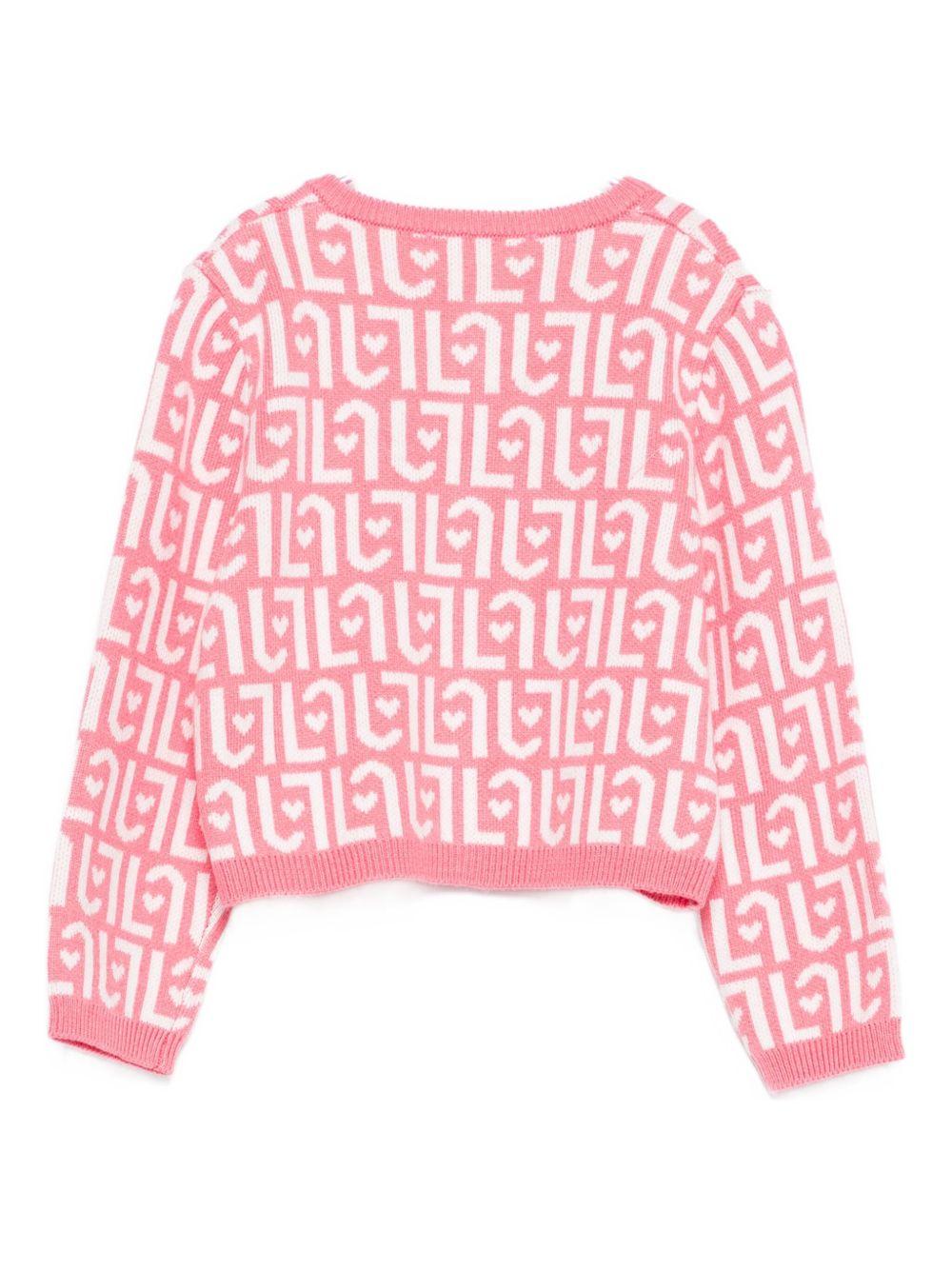 Cardigan rosa/bianco per neonata HF5056MA07E M9988 Liu Jo 