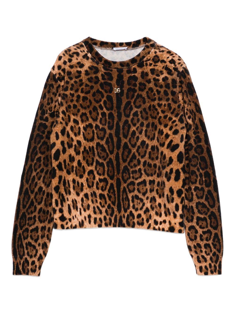 Cardigan leopardato marrone con bambina L5KWK5JDVDT HY13M Dolce & Gabbana Kids 