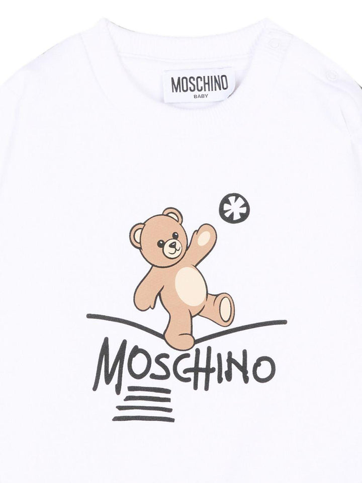 Felpa bianca per neonato MVF060LCA83 10101 Moschino Kids 