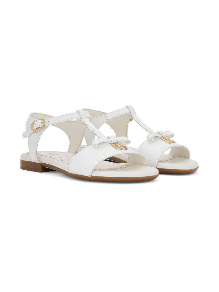 White sandals for girls with logo