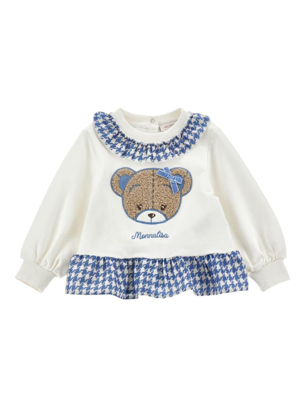 Felpa bianco/blu per neonata 39F6196004 0158 Monnalisa Kids 