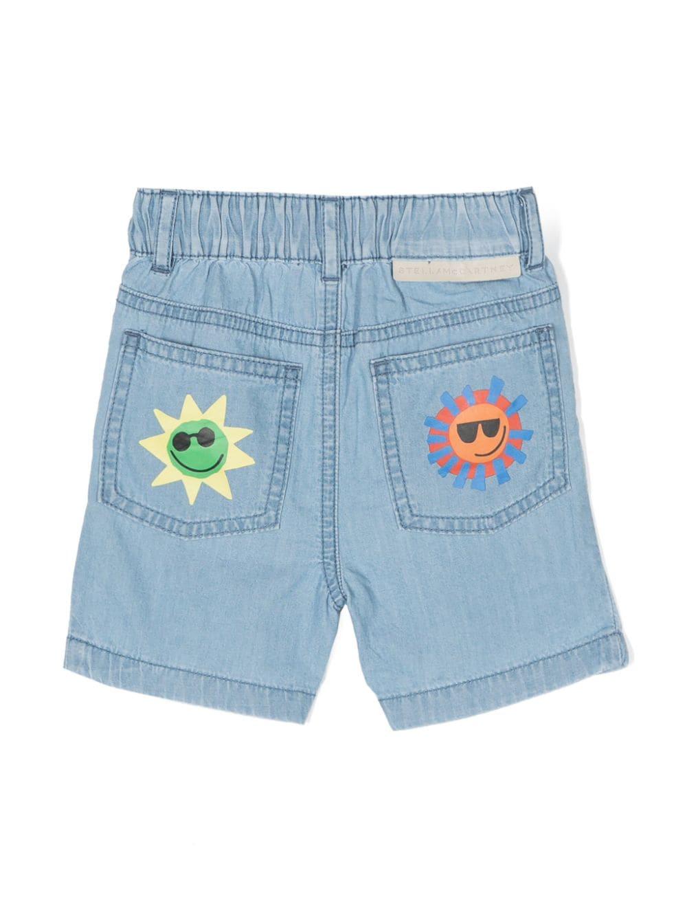 Light blue denim Bermuda shorts for newborns