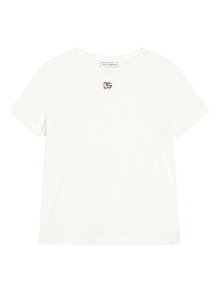 T-shirt bianca per bambina L5JTNJG7O3N W0111 Dolce & Gabbana Kids 