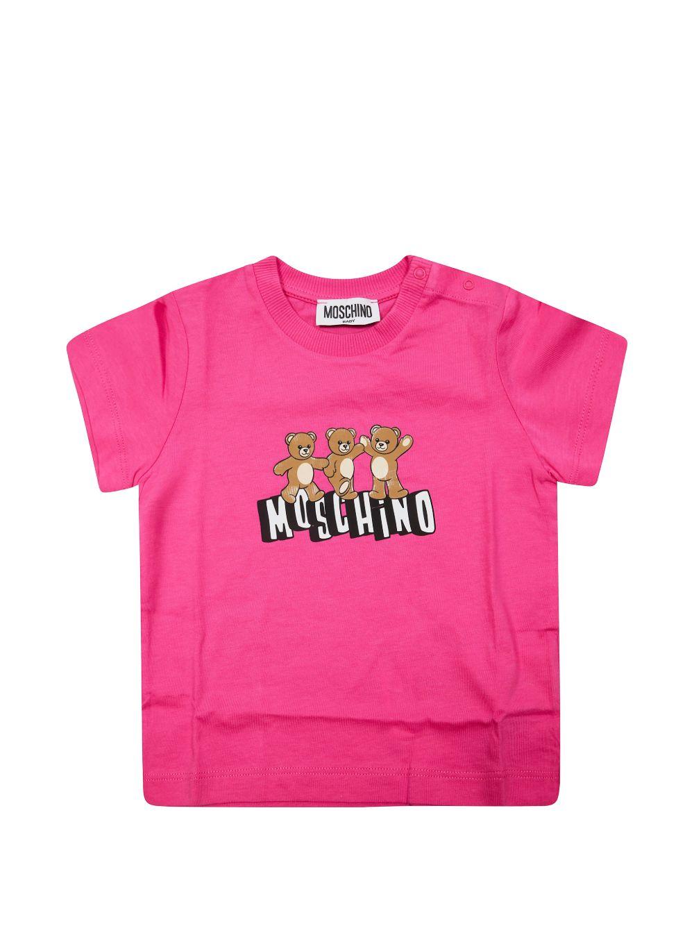 T-shirt rosa magenta per neonata MUM04KLAA17 50533 Moschino Kids 