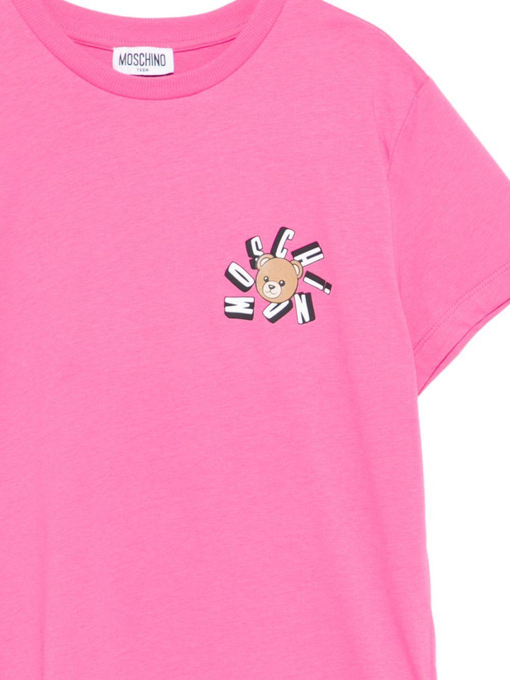 T-shirt rosa per bambina HUM05OLAA03 50533 Moschino Kids 