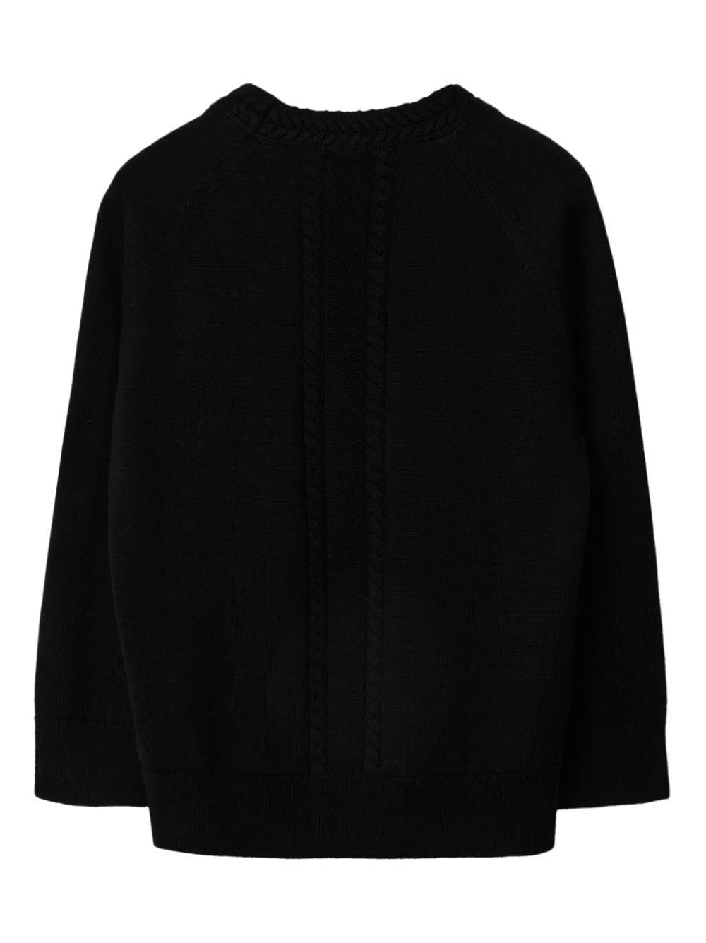 Cardigan unisex in lana nero 8078457 A1189 Burberry Kids 