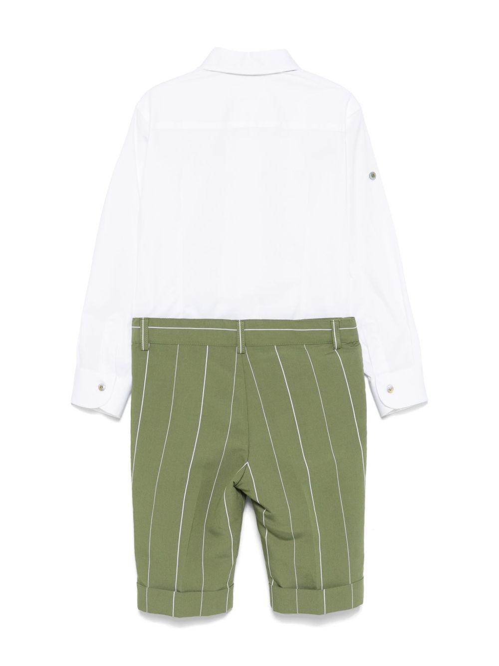 Completo elegante verde falce/bianco per bambino