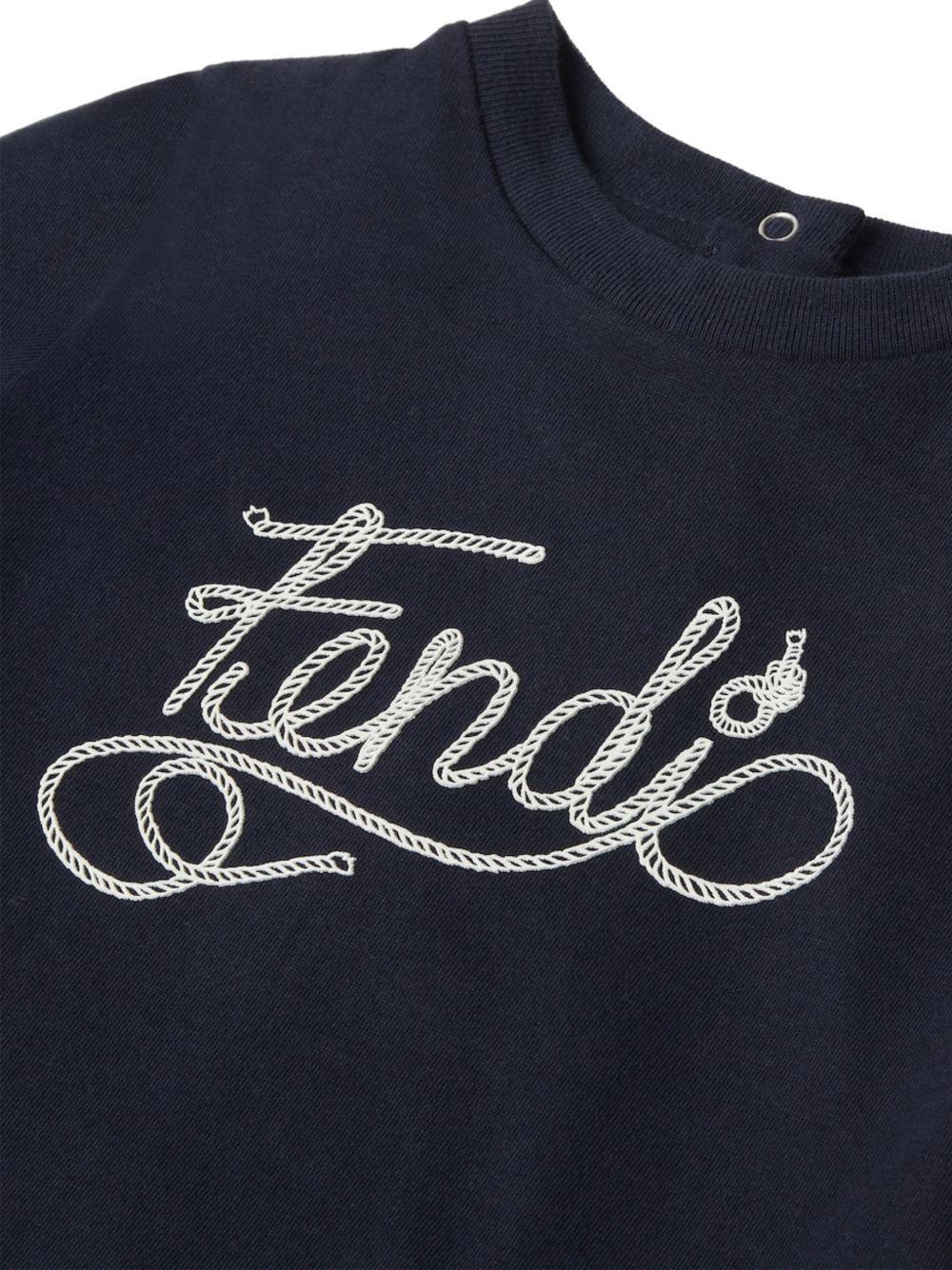 T-shirt blu per neonato BMI2837AJ F1I11 Fendi Kids 