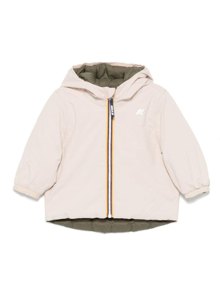 Giacca beige sabbia per neonata con logo