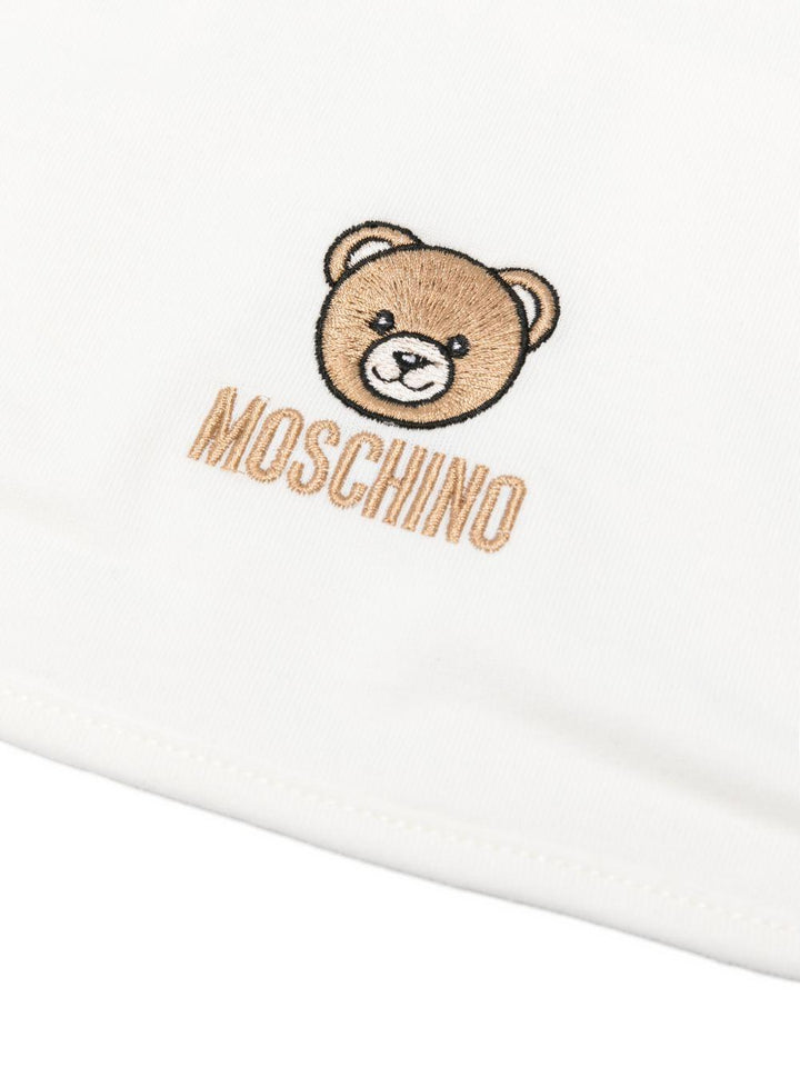 Kit cappello/bavetta bianco per neonato MRY03ELAA23 10063 Moschino Kids 