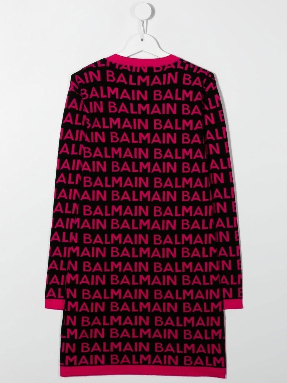 Dress for girls in black and fuchsia cotton