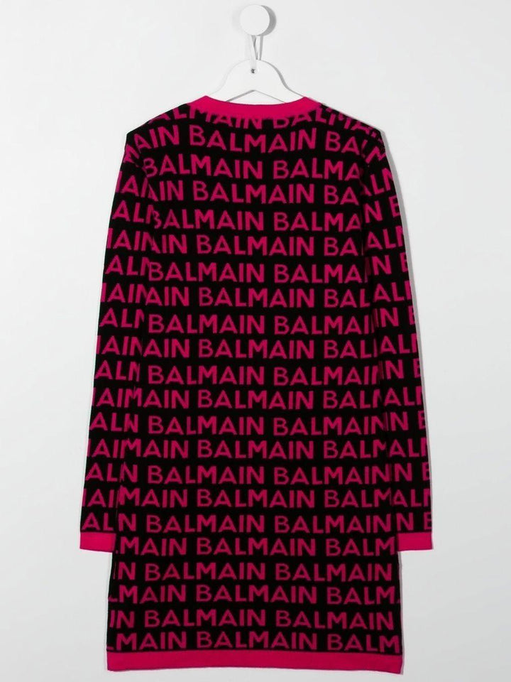 Dress for girls in black and fuchsia cotton