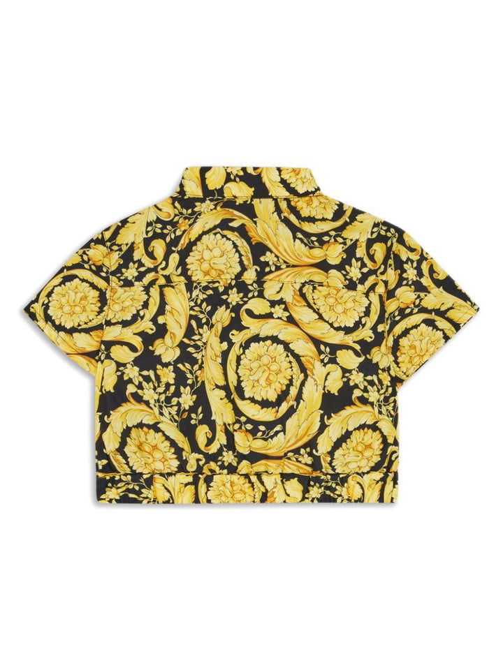 Camicia nera e oro per bambina con stampa