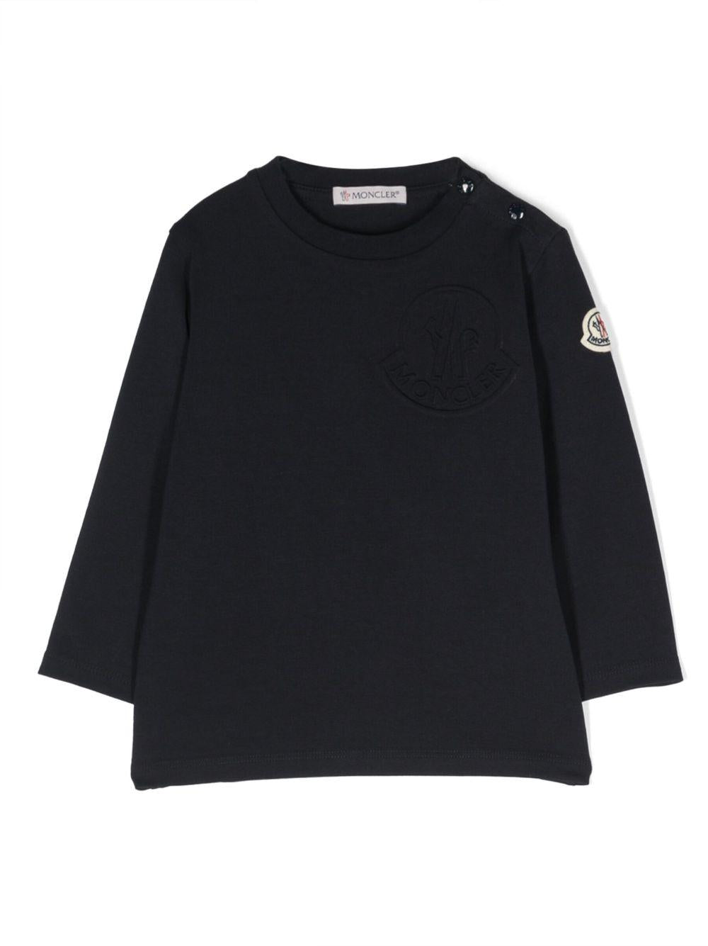 T-shirt blu per neonato con logo 9518D000048790N 778 Moncler Kids 