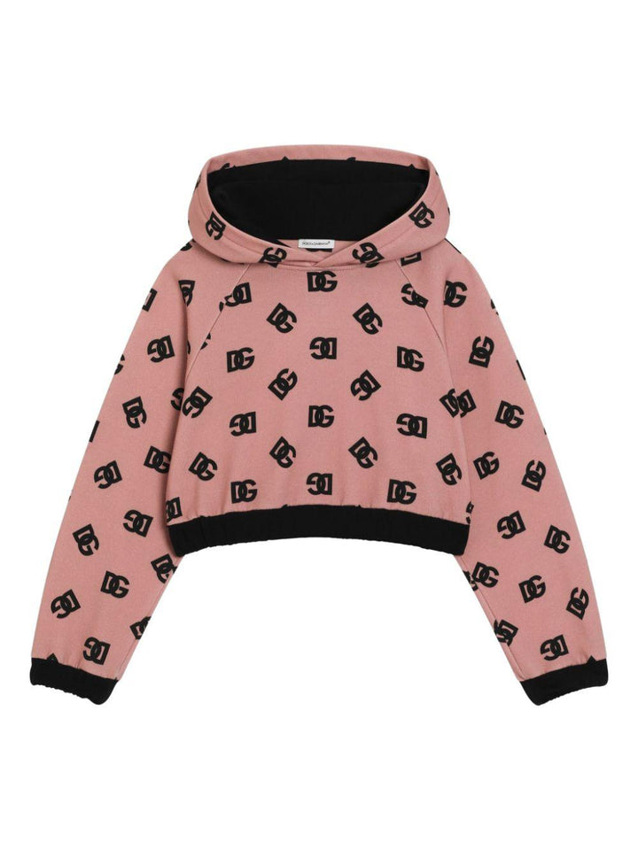 Coral pink/black sweatshirt for girls