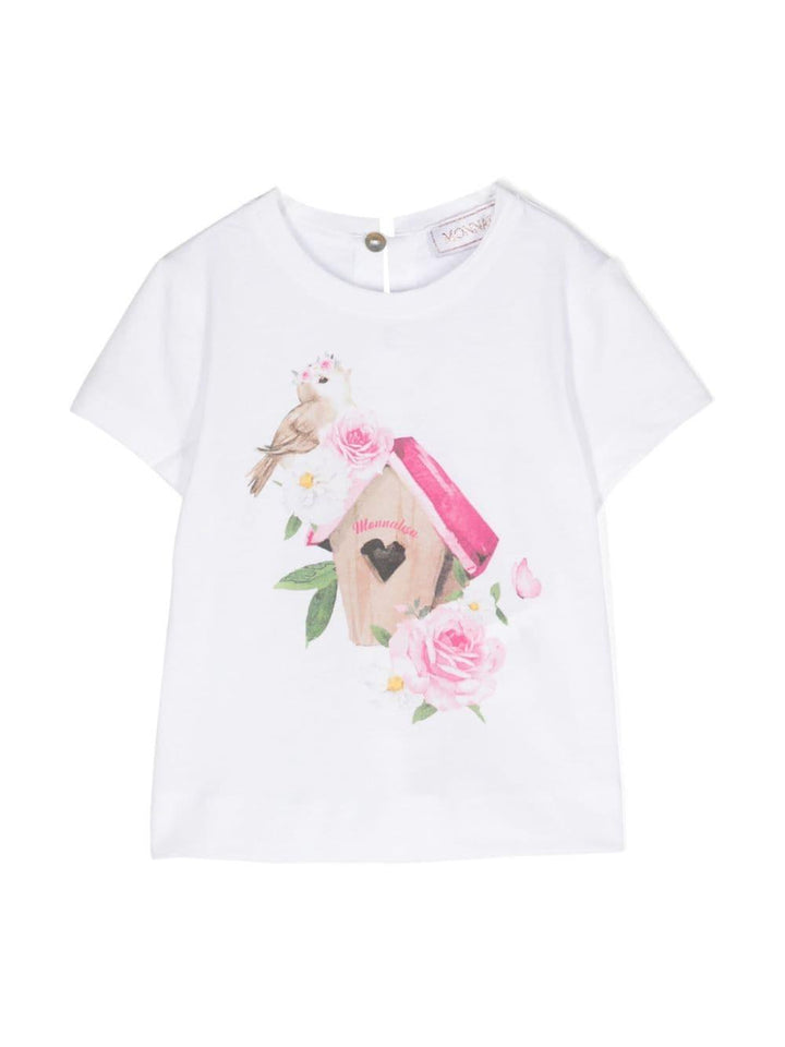 T-shirt bianca per neonata con stampa