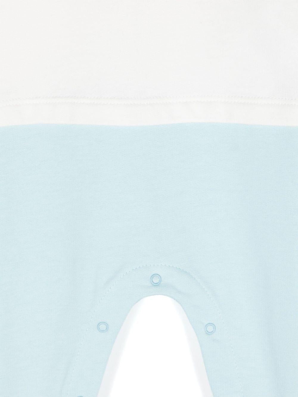 Baby blue and white cotton onesie