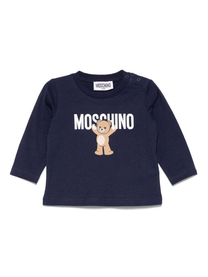 T-shirt blu navy per neonato MZO00RLAA10 40016 Moschino Kids 