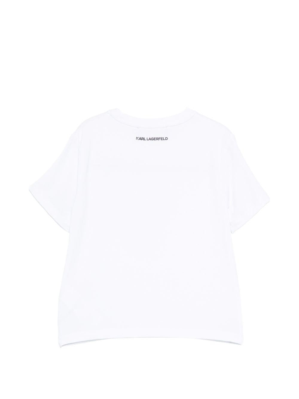 T-shirt bianca per bambina Z31153 10P Karl Lagerfeld Kids 