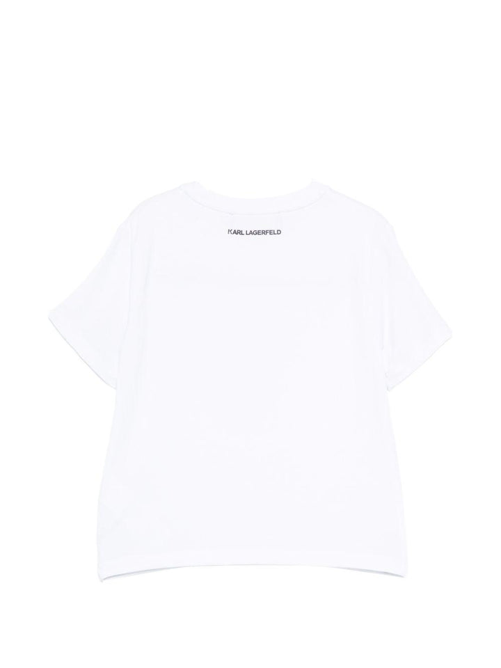 T-shirt bianca per bambina Z31153 10P Karl Lagerfeld Kids 