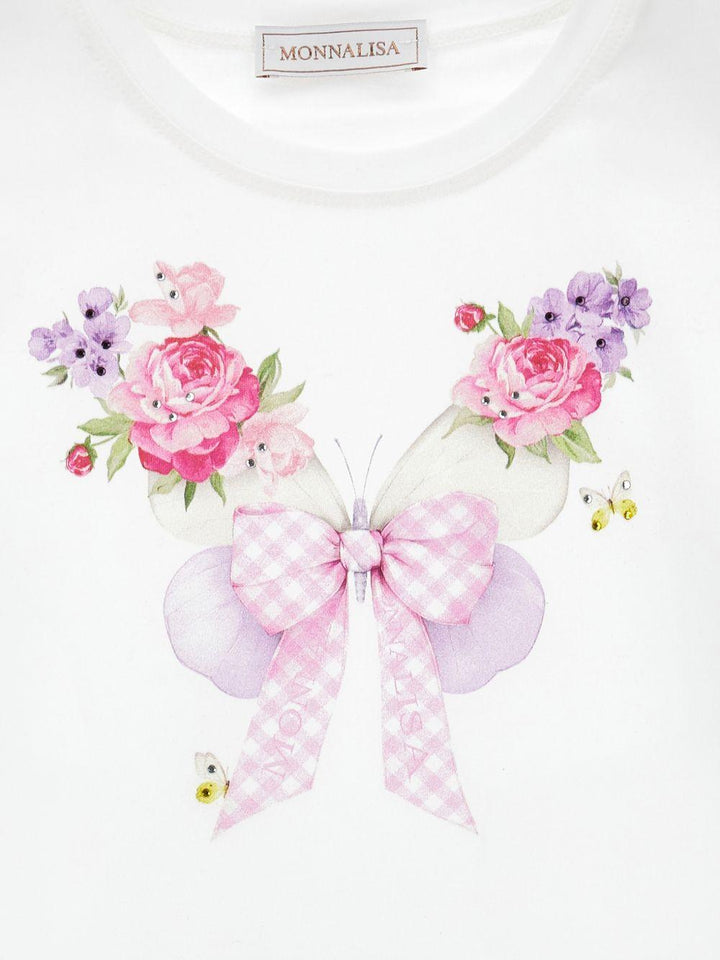 T-shirt bianca per bambina 11G6037201 0099 Monnalisa Kids 