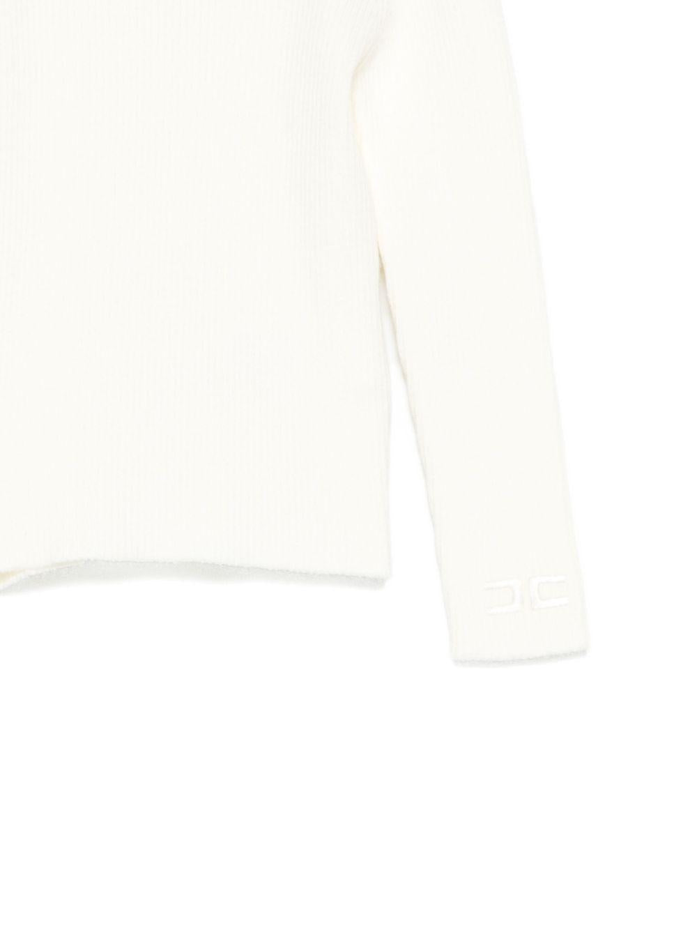 Maglione bianco sporco per neonata EGMA040CFL040 0004 Elisabetta Franchi Kids 