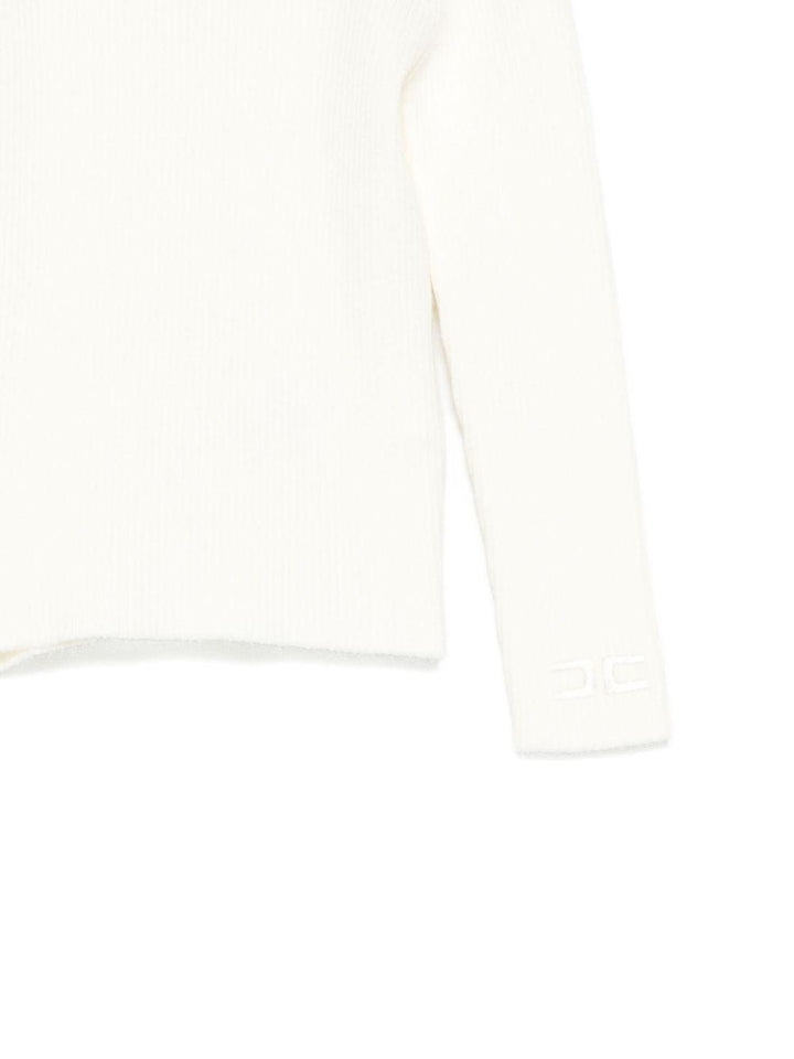 Maglione bianco sporco per neonata EGMA040CFL040 0004 Elisabetta Franchi Kids 