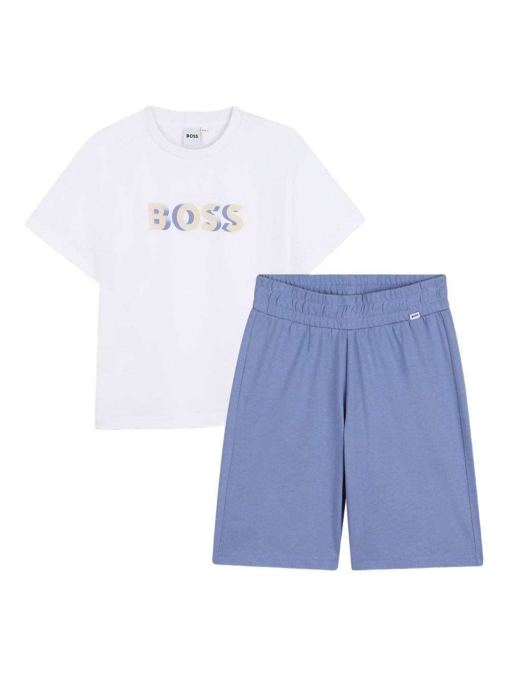 Completo bianco/azzurro per bambino J53002 10P Boss Kids 