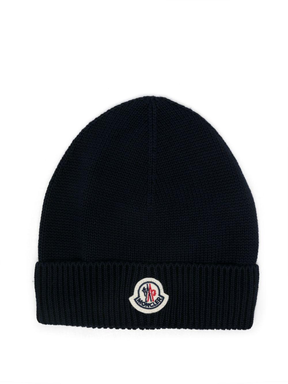 Cappello blu navy per neonato 9513B00006M2861 742 Moncler Kids 