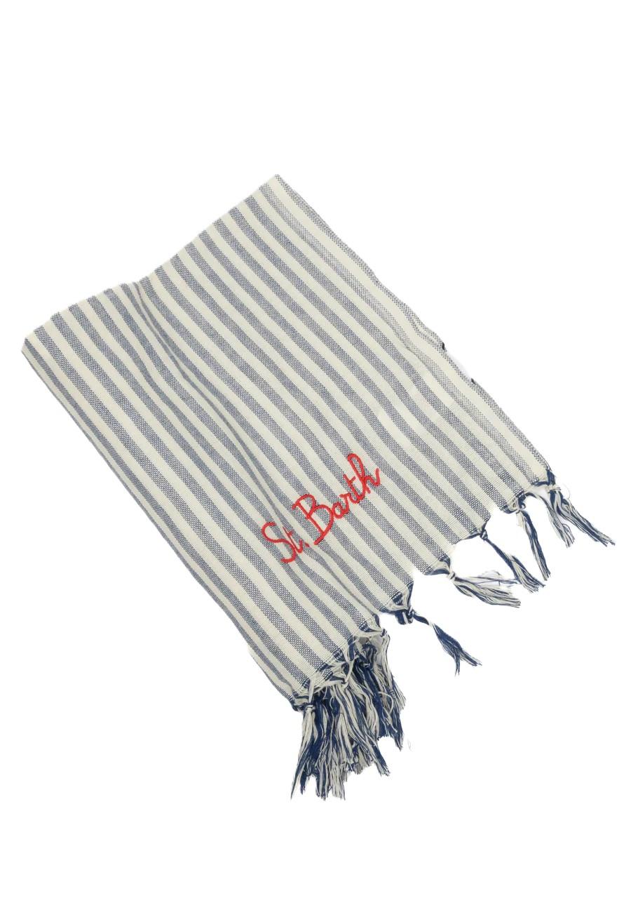 Telo mare bianco/blu navy per bambina FOUL002 02766L MC2 Saint Barth Kids 