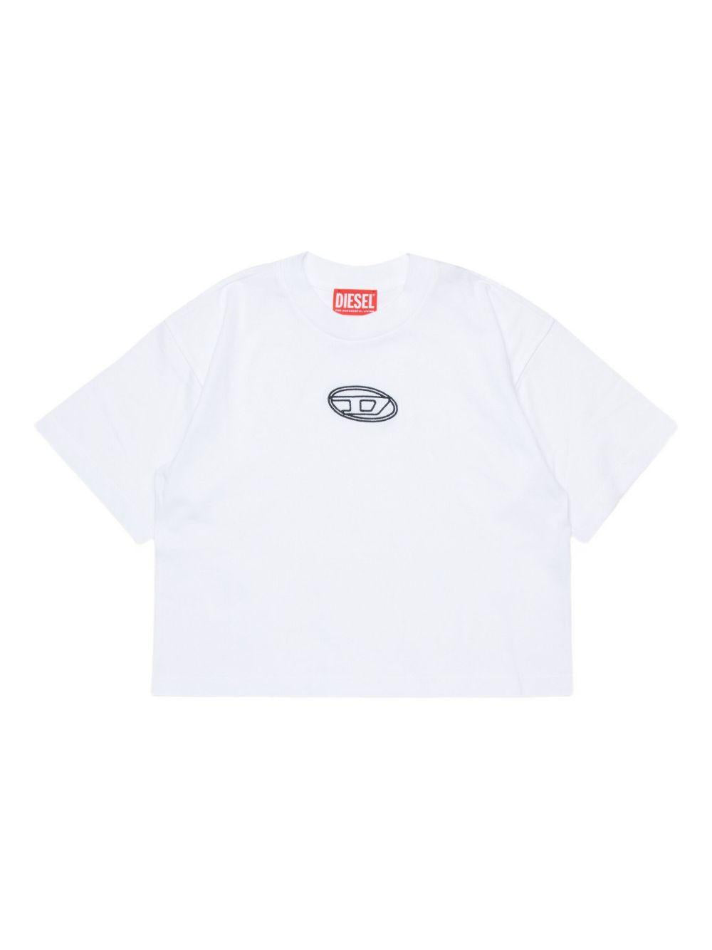 T-shirt bianca per bambina J0242800YI9 K100 Diesel Kids 