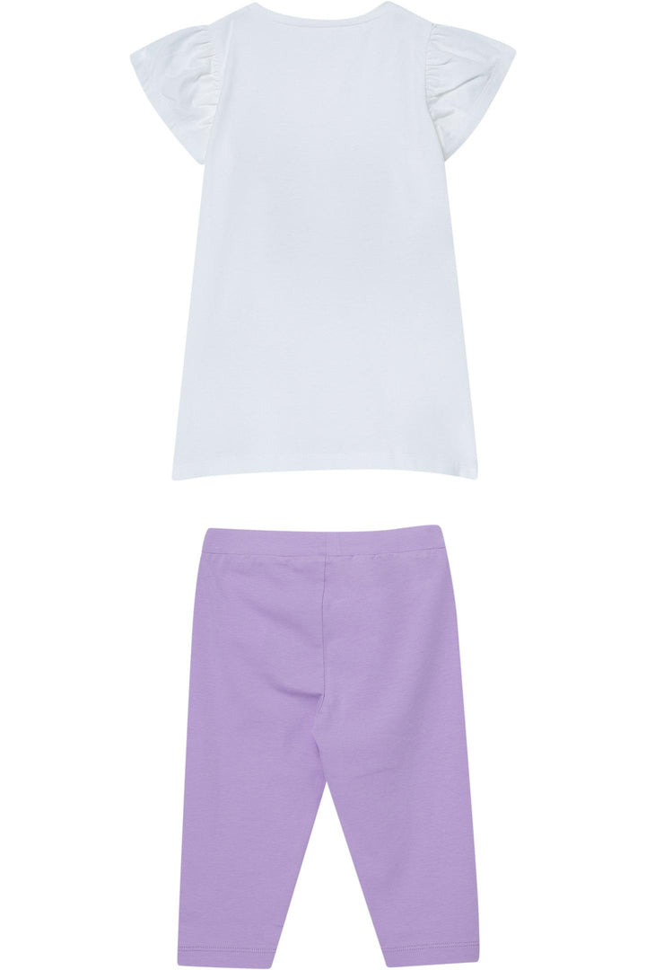 Completo bianco/viola per bambina