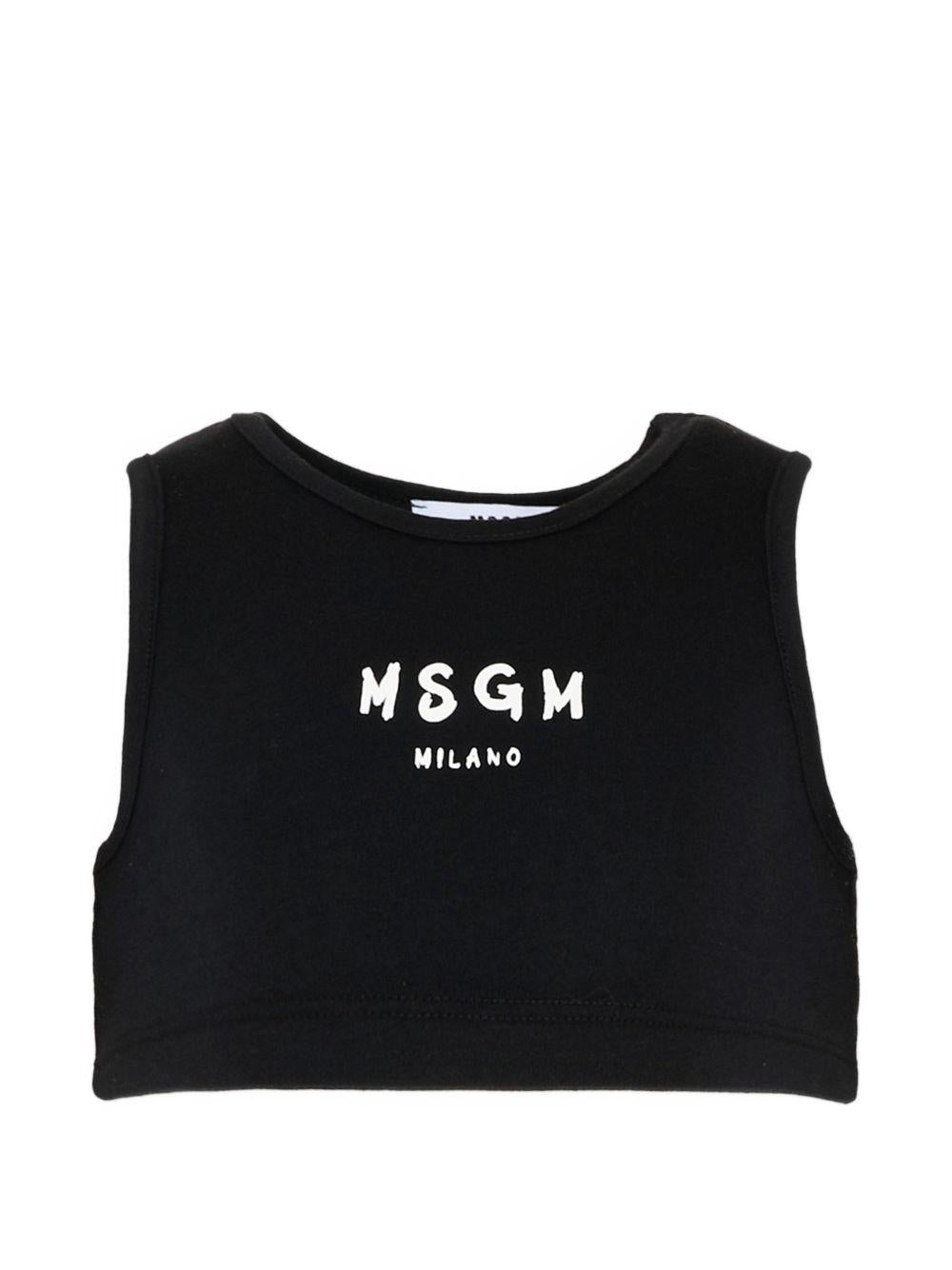 T-shirt nera per bambina S6MSJGTO011 110 Msgm Kids 