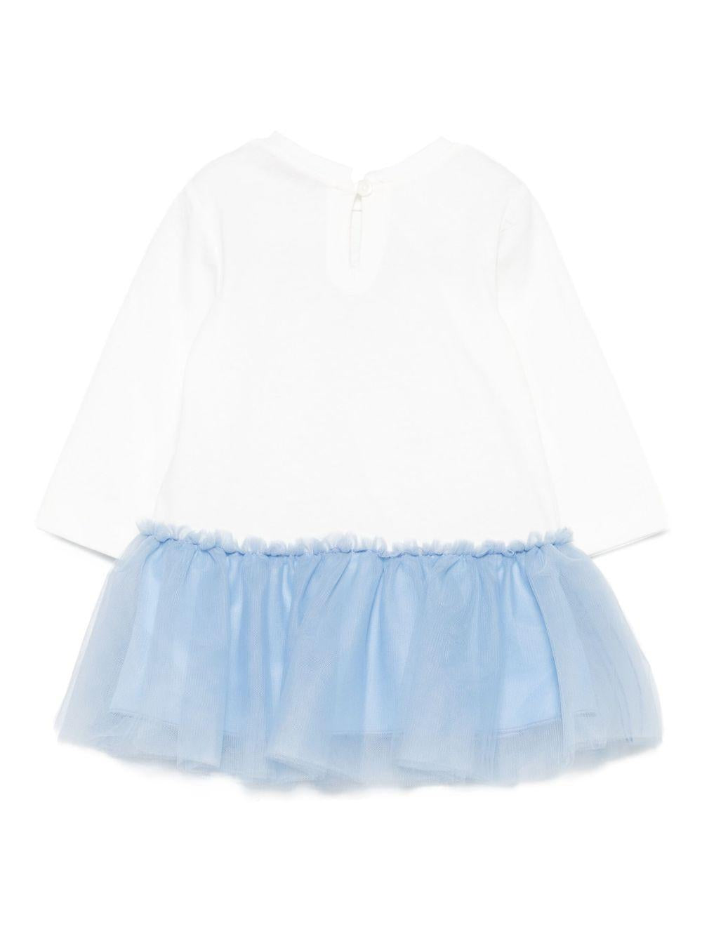 Abito bianco/blu per neonata 39F9066005 0158 Monnalisa Kids 