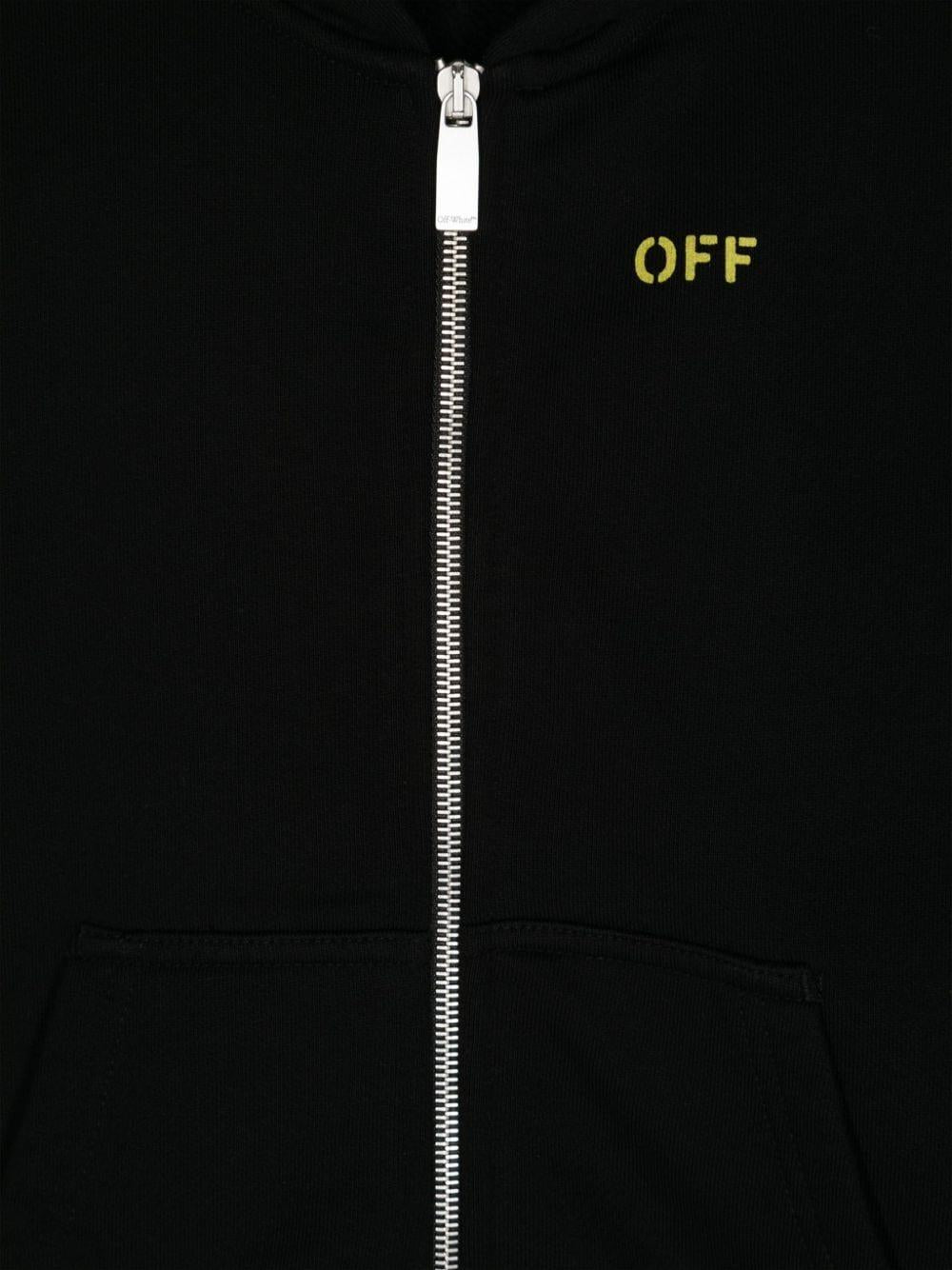 Felpa nera per bambino con logo OBBE001F24FLE002 1014 Off White Kids 