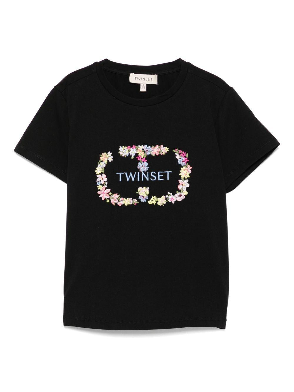 T-shirt nero per bambina 251GJ2489 00006 Twin Set 