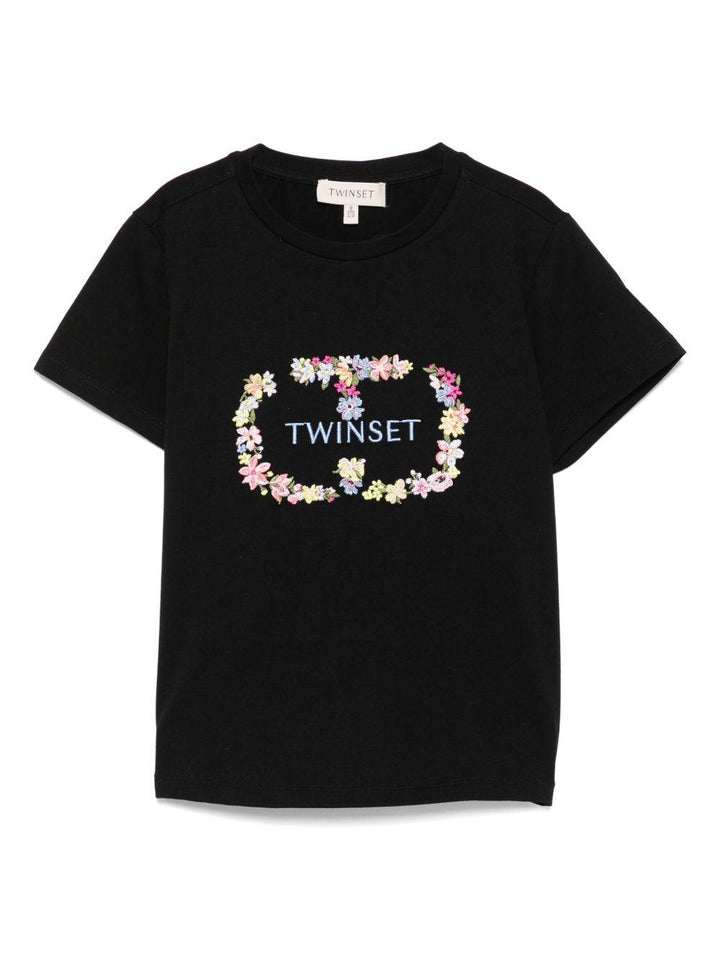 T-shirt nero per bambina 251GJ2489 00006 Twin Set 