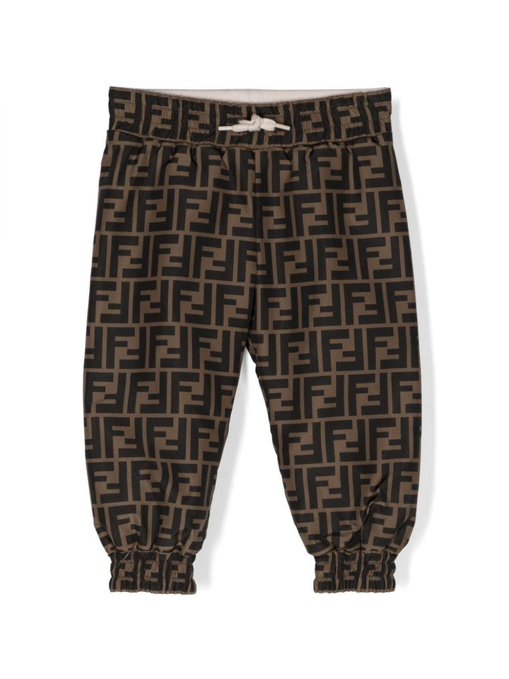 Pantalone per neonato marrone e nero con stampa