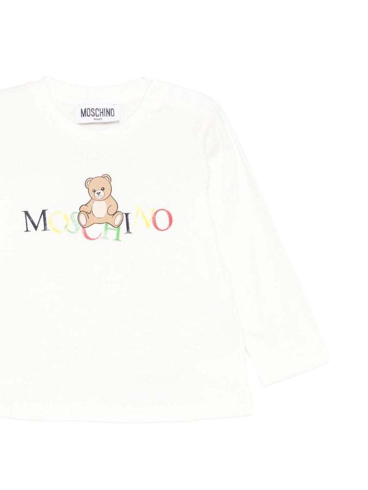 T-shirt bianca per neonato MWO00RLAA10 10063 Moschino Kids 