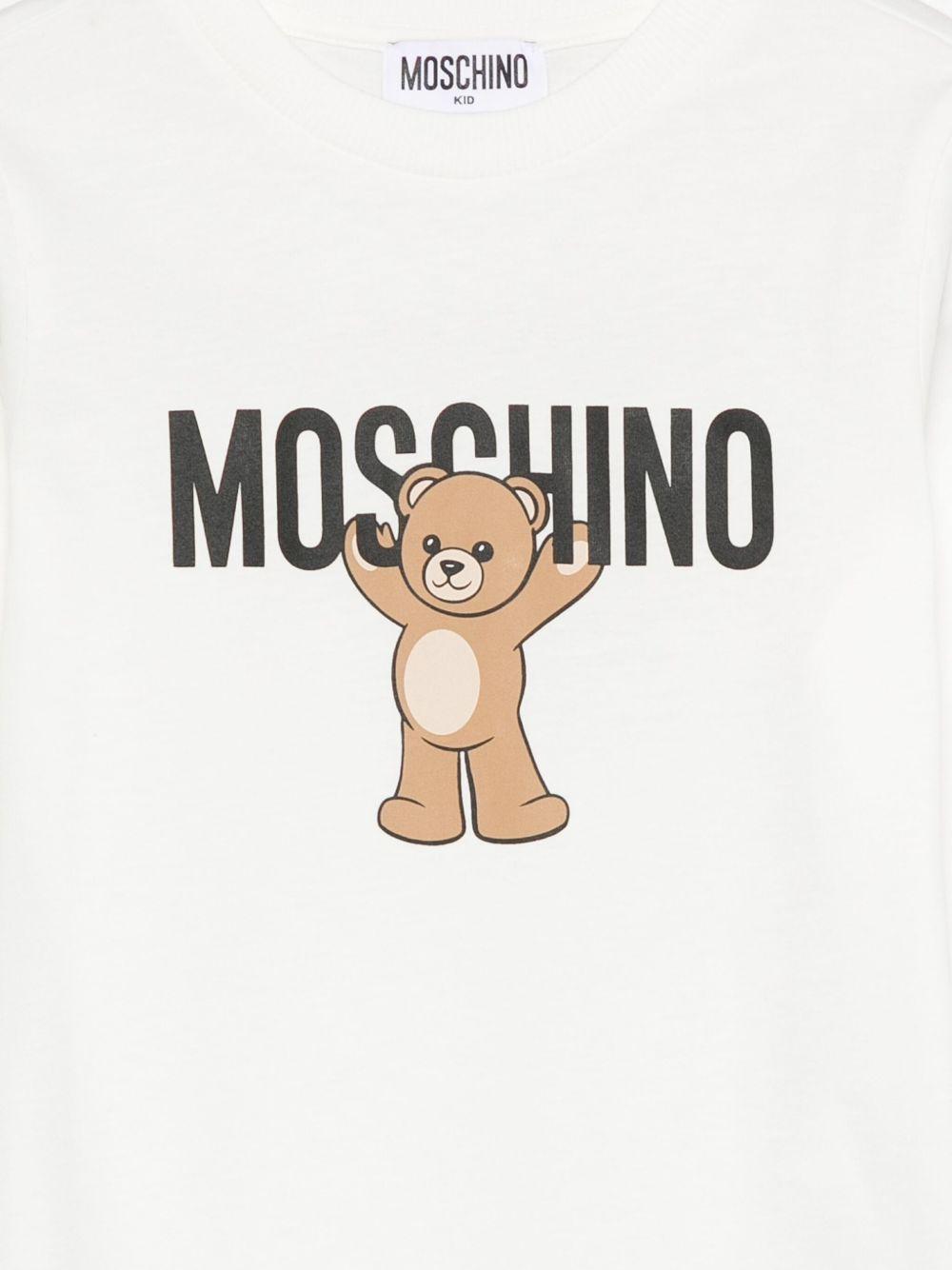 T-shirt bianco per bambino HTO00JLAA10 10063 Moschino Kids 