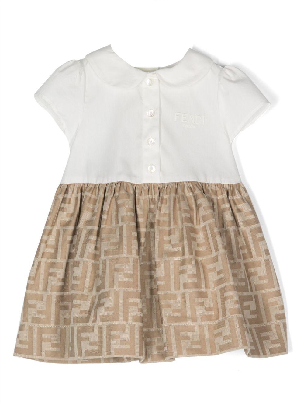 Abito bianco/marrone per neonata BFB500ALO6 F1F4G Fendi Kids 